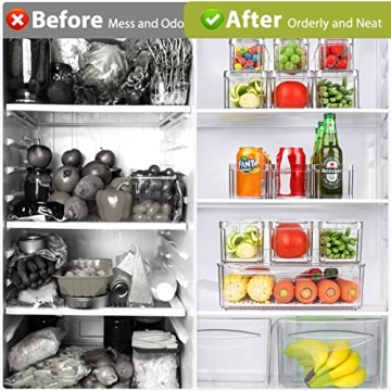 Stackable Clear Plastic Fridge Organizer Bins for Food Storage