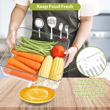 Stackable Clear Plastic Fridge Organizer Bins for Food Storage