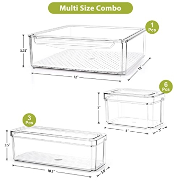 Stackable Clear Plastic Fridge Organizer Bins for Food Storage
