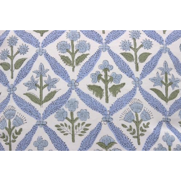 Ridhi Light Steel Blue Block Print Cotton Pillow Covers