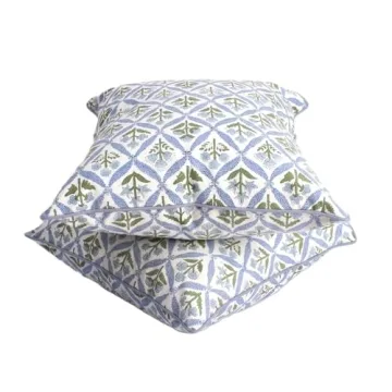 Ridhi Light Steel Blue Block Print Cotton Pillow Covers