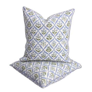 Ridhi Light Steel Blue Block Print Cotton Pillow Covers