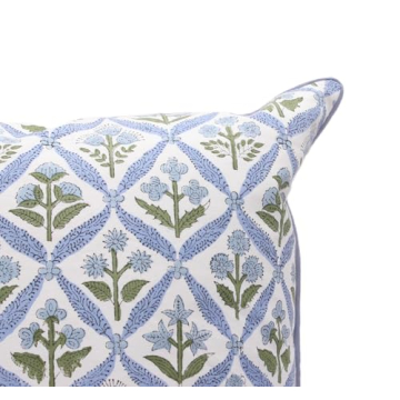 Ridhi Light Steel Blue Block Print Cotton Pillow Covers