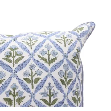 Ridhi Light Steel Blue Block Print Cotton Pillow Covers