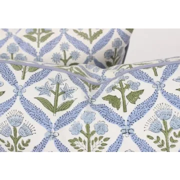 Ridhi Light Steel Blue Block Print Cotton Pillow Covers