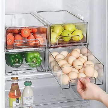 Mano 2Pack Clear Fridge Drawers Pull Out Stackable Refrigerator Drawer Organizer Bins Pantry Storage...