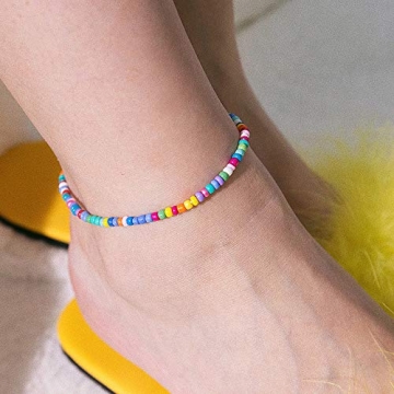 XIJIN Colorful Beaded Anklets Set - 18 Pieces for Women