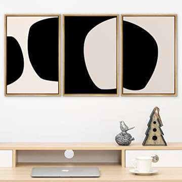 SIGNLEADER Framed Canvas Print Wall Art Negative Space Color Blocks Abstract Shapes Illustrations Mo...