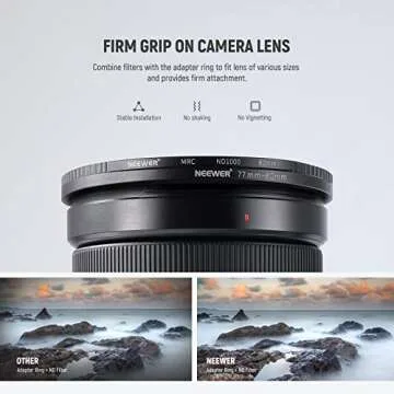 Neewer® 8 Pieces Step-up Adapter Ring Set Made of Premium Anodized Aluminum, Includes: 49-52mm, 52-55mm, 55-58mm, 58-62mm, 62-67mm, 67-72mm, 72-77mm, 77-82mm-Black