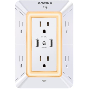 USB Wall Charger with Surge Protection & Night Light