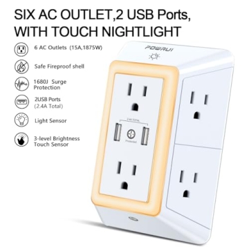 USB Wall Charger with Surge Protection & Night Light