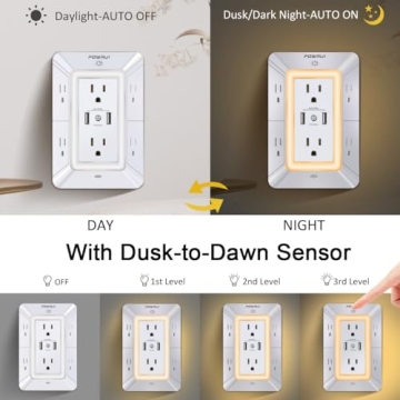 USB Wall Charger with Surge Protection & Night Light