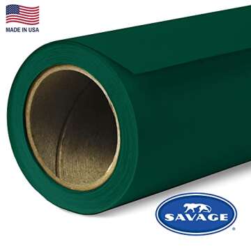 Savage Seamless Paper Photography Backdrop - Evergreen Color #18, 53" Wide x 36' Long for YouTube, S...