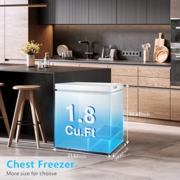 R.W.FLAME Mini Chest Freezer 1.8 Cu Ft Energy Saving