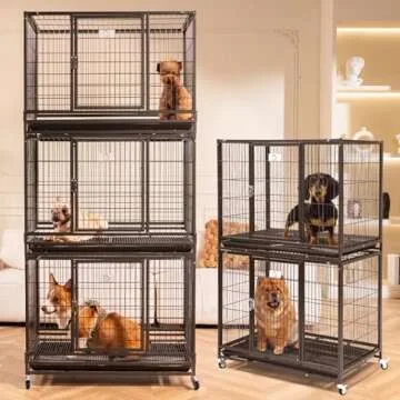 Stackable Two-Level Dog Crate - Escape Proof, Mobile, & Durable