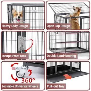 Two-Level Homey Dog Crate for Medium Dogs - Escape Proof