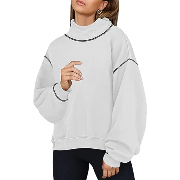 Disamer Sweatshirts for Women Trendy Fall Clothes 2023 Fashion Outfits Loose fit Solid Color Mock Tu...