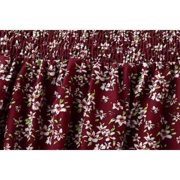 ONEYIM Women's Dress Summer Floral Long Sleeve Off Shoulder Casual Mini Dresses(Maroon, Small)