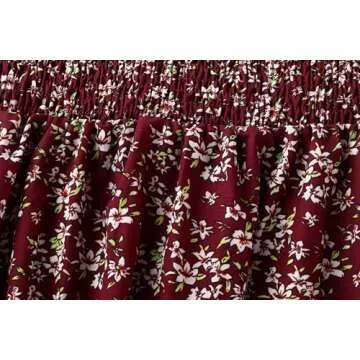 ONEYIM Women's Dress Summer Floral Long Sleeve Off Shoulder Casual Mini Dresses(Maroon, Small)