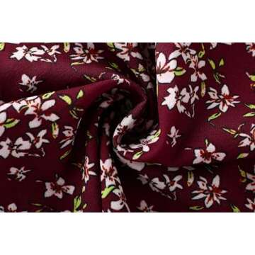 ONEYIM Women's Dress Summer Floral Long Sleeve Off Shoulder Casual Mini Dresses(Maroon, Small)