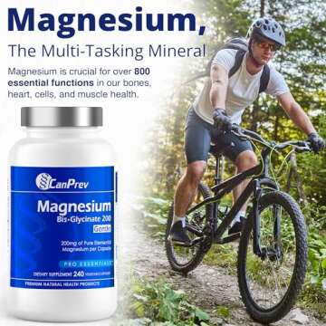 CanPrev Magnesium BisGlycinate Gentle 200mg, 240 v-Caps 240-Day Supply - Pure Elemental Magnesium Su...