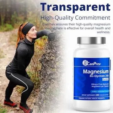 CanPrev Magnesium BisGlycinate Gentle 200mg, 240 v-Caps 240-Day Supply - Pure Elemental Magnesium Supplement, Supports Bone and Muscle Function, Gentle on Stomach, Perfect for Daily Magnesium Needs
