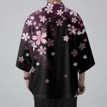 Alalaso Men's Lightweight Japanese Kimono Jackets Cardigan Casual Shirt