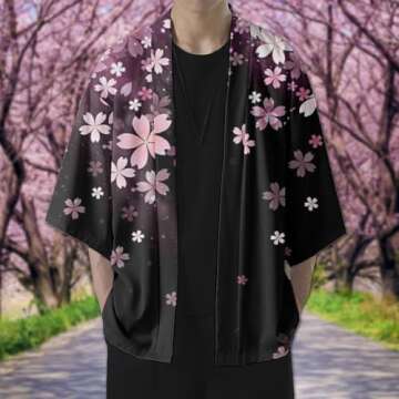 Alalaso Men's Lightweight Japanese Kimono Cardigan Shirt