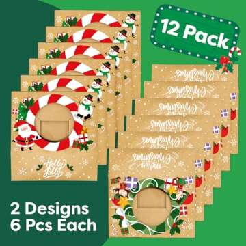 Christmas Cookie Boxes for Gift Giving - 12 Cookie Box Pack Kraft - Christmas Cookie Tins for Gift G...
