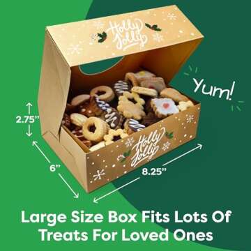 Christmas Cookie Boxes for Gift Giving - 12 Cookie Box Pack Kraft - Christmas Cookie Tins for Gift Giving, Christmas Treat Boxes, Holiday Cookie Boxes - Christmas Cookie Containers Tins With Lids