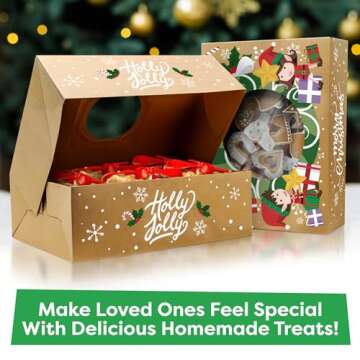 Christmas Cookie Boxes for Gift Giving - 12 Cookie Box Pack Kraft - Christmas Cookie Tins for Gift Giving, Christmas Treat Boxes, Holiday Cookie Boxes - Christmas Cookie Containers Tins With Lids