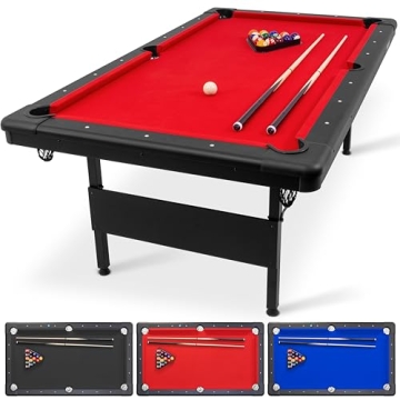 GoSports 7 ft Billiards Table - Portable Pool Table - Includes Full Set of Balls, 2 Cue Sticks, Chal...