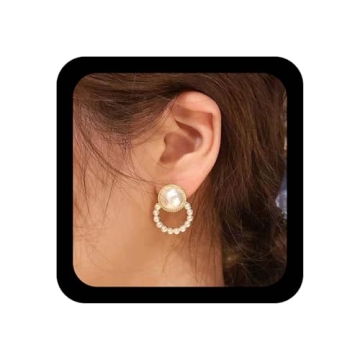 YienDoo Pearl Hoop Drop Earrings - Elegant Pearl Jewelry Gift for Women