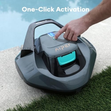 AIPER Cordless Robotic Pool Cleaner, Pool Vacuum with Self-Parking Technology, Portable, Ideal for Above-Ground Flat Pool up to 40 Feet, Grey (Renewed)