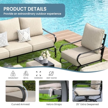 5-Piece Waterproof Outdoor Patio Furniture Set with Cushions