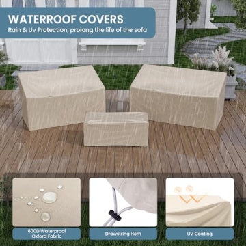 5-Piece Waterproof Outdoor Patio Furniture Set with Cushions