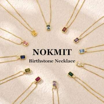NOKMIT Gold Birthstone Necklace - Perfect Gift for Her