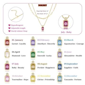 NOKMIT Gold Birthstone Necklace - Perfect Gift for Her