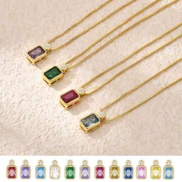 NOKMIT Gold Birthstone Necklace - Perfect Gift for Her