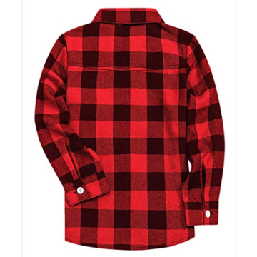 SANGTREE Mens Flannel Plaid Shirts Casual Long Sleeve Button Down Shirt Dad and Son Matching Shirts (Red, M)