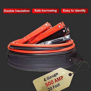 GOHAWKTEQ G5204C 4 Gauge 500A 20FT Heavy Duty Jumper Battery Cables Booster Jump Starter Replaces# AA-003-1A