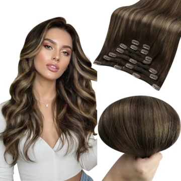 Full Shine Real Human Hair Clip-ins Balayage Extensions 18 Inch