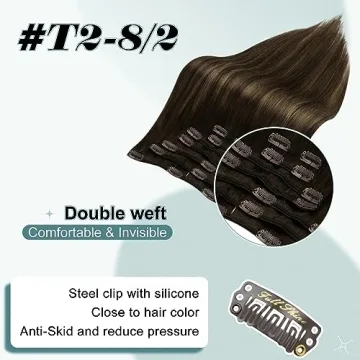 Full Shine Hair Extensions Balayage Brown Clip-ins for Women