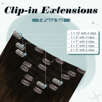 Full Shine Hair Extensions Balayage Brown Clip-ins for Women