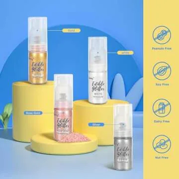 Shimmer White Edible Glitter Spray, 5g Edible Glitter for Cocktails, Cobakey Luster Dust Edible for Cake Decorating, Drinks, Baking, Chocolate, Strawberrie