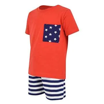 Unique Baby Boys Patriotic 4th of July 2-Piece Summer Outfit - Comfortable and Stylish Red