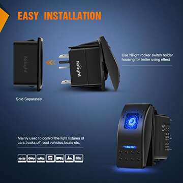 Nilight 6PCS 5PIN SPST Rocker Switch Set for Vehicles