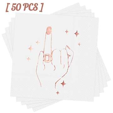 50 Pcs Wedding Napkins 3 Ply Rose Gold Cocktail Beverage Dessert Bridal Shower White Paper Disposabl...