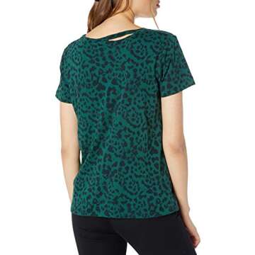 n:PHILANTHROPY Women's Round Neck Short Sleeve Distressed T Shirt, Beetle Leopard Harlow, Extra Small