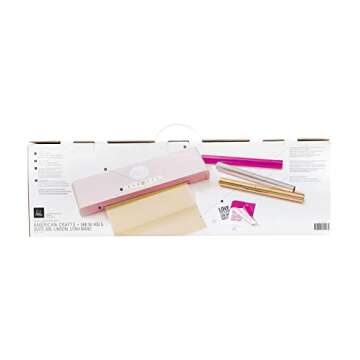 American Crafts, Heidi Swapp, Minc Wheel Foiling Machine Laminator Applicator & Starter Kit,12 inch, Pink, Includes Transfer Folder, Gold Foil Sheet and 3 Tags, Make Cards, Invitations, and More
